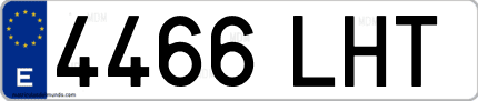 Ejemplo de matrícula de coche ordinaria 4466 LHT