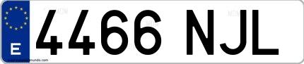 Ejemplo de matrícula española 4466 NJL