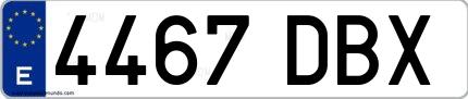 Ejemplo de matrícula española 4467 DBX