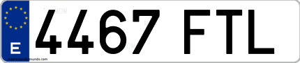 Ejemplo de matrícula de coche ordinaria 4467 FTL