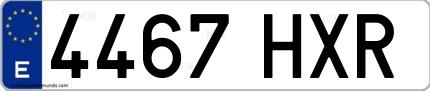 Ejemplo de matrícula española 4467 HXR