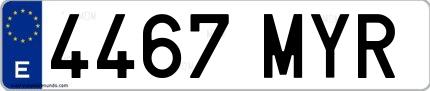 Ejemplo de matrícula española 4467 MYR