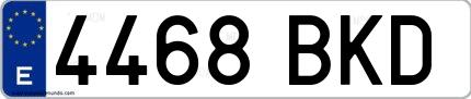 Ejemplo de matrícula española 4468 BKD