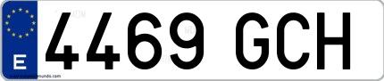 Ejemplo de matrícula española 4469 GCH