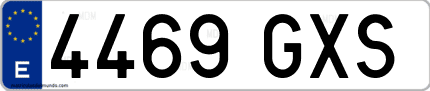 Ejemplo de matrícula de coche ordinaria 4469 GXS