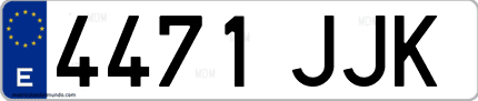 Ejemplo de matrícula de coche ordinaria 4471 JJK
