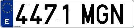 Ejemplo de matrícula española 4471 MGN