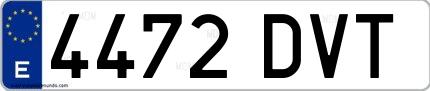 Ejemplo de matrícula española 4472 DVT