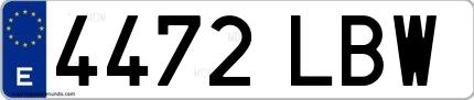 Ejemplo de matrícula española 4472 LBW