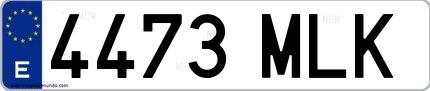 Ejemplo de matrícula española 4473 MLK