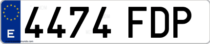 Ejemplo de matrícula de coche ordinaria 4474 FDP