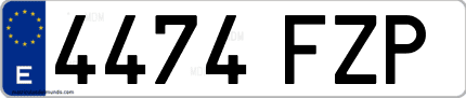 Ejemplo de matrícula de coche ordinaria 4474 FZP