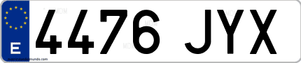 Ejemplo de matrícula de coche ordinaria 4476 JYX