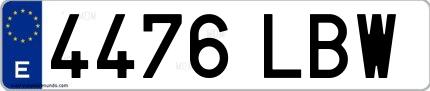 Ejemplo de matrícula española 4476 LBW