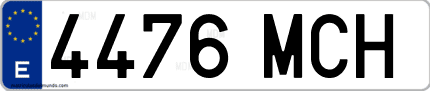 Ejemplo de matrícula de coche ordinaria 4476 MCH