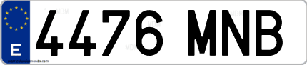 Ejemplo de matrícula de coche ordinaria 4476 MNB