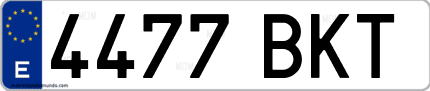 Ejemplo de matrícula de coche ordinaria 4477 BKT