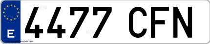 Ejemplo de matrícula española 4477 CFN