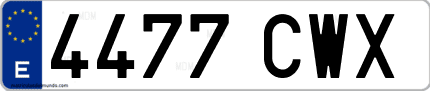 Ejemplo de matrícula de coche ordinaria 4477 CWX
