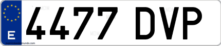 Ejemplo de matrícula de coche ordinaria 4477 DVP