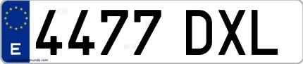 Ejemplo de matrícula española 4477 DXL