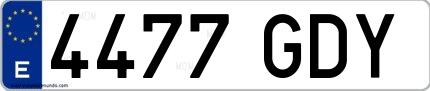 Ejemplo de matrícula española 4477 GDY