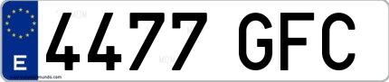 Ejemplo de matrícula española 4477 GFC
