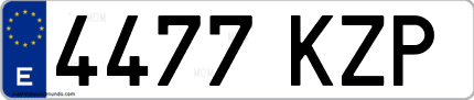 Ejemplo de matrícula de coche ordinaria 4477 KZP