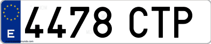 Ejemplo de matrícula de coche ordinaria 4478 CTP
