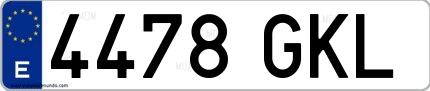 Ejemplo de matrícula española 4478 GKL