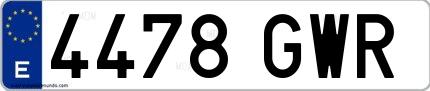 Ejemplo de matrícula española 4478 GWR