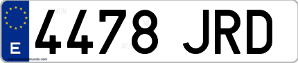 Ejemplo de matrícula de coche ordinaria 4478 JRD