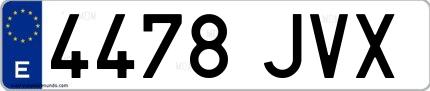 Ejemplo de matrícula española 4478 JVX