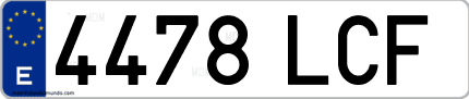 Ejemplo de matrícula de coche ordinaria 4478 LCF