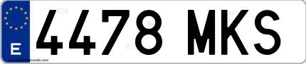 Ejemplo de matrícula de coche ordinaria 4478 MKS