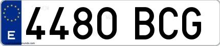 Ejemplo de matrícula española 4480 BCG