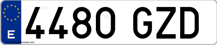 Ejemplo de matrícula de coche ordinaria 4480 GZD