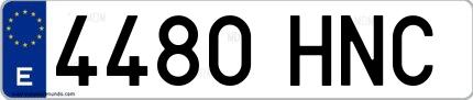 Ejemplo de matrícula española 4480 HNC