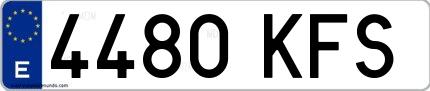 Ejemplo de matrícula de coche ordinaria 4480 KFS