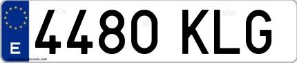 Ejemplo de matrícula española 4480 KLG
