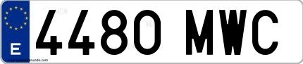 Ejemplo de matrícula española 4480 MWC