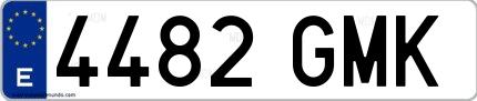 Ejemplo de matrícula española 4482 GMK