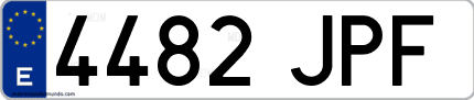 Ejemplo de matrícula de coche ordinaria 4482 JPF