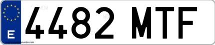 Ejemplo de matrícula española 4482 MTF