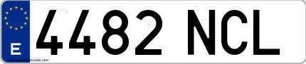 Ejemplo de matrícula española 4482 NCL