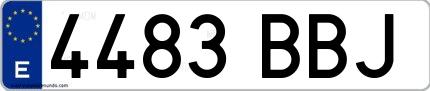 Ejemplo de matrícula española 4483 BBJ