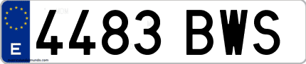 Ejemplo de matrícula de coche ordinaria 4483 BWS