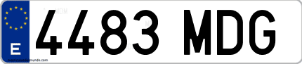 Ejemplo de matrícula de coche ordinaria 4483 MDG