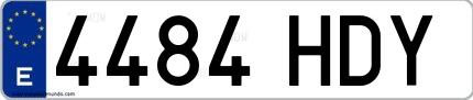 Ejemplo de matrícula española 4484 HDY