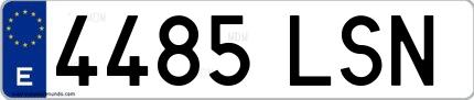 Ejemplo de matrícula española 4485 LSN